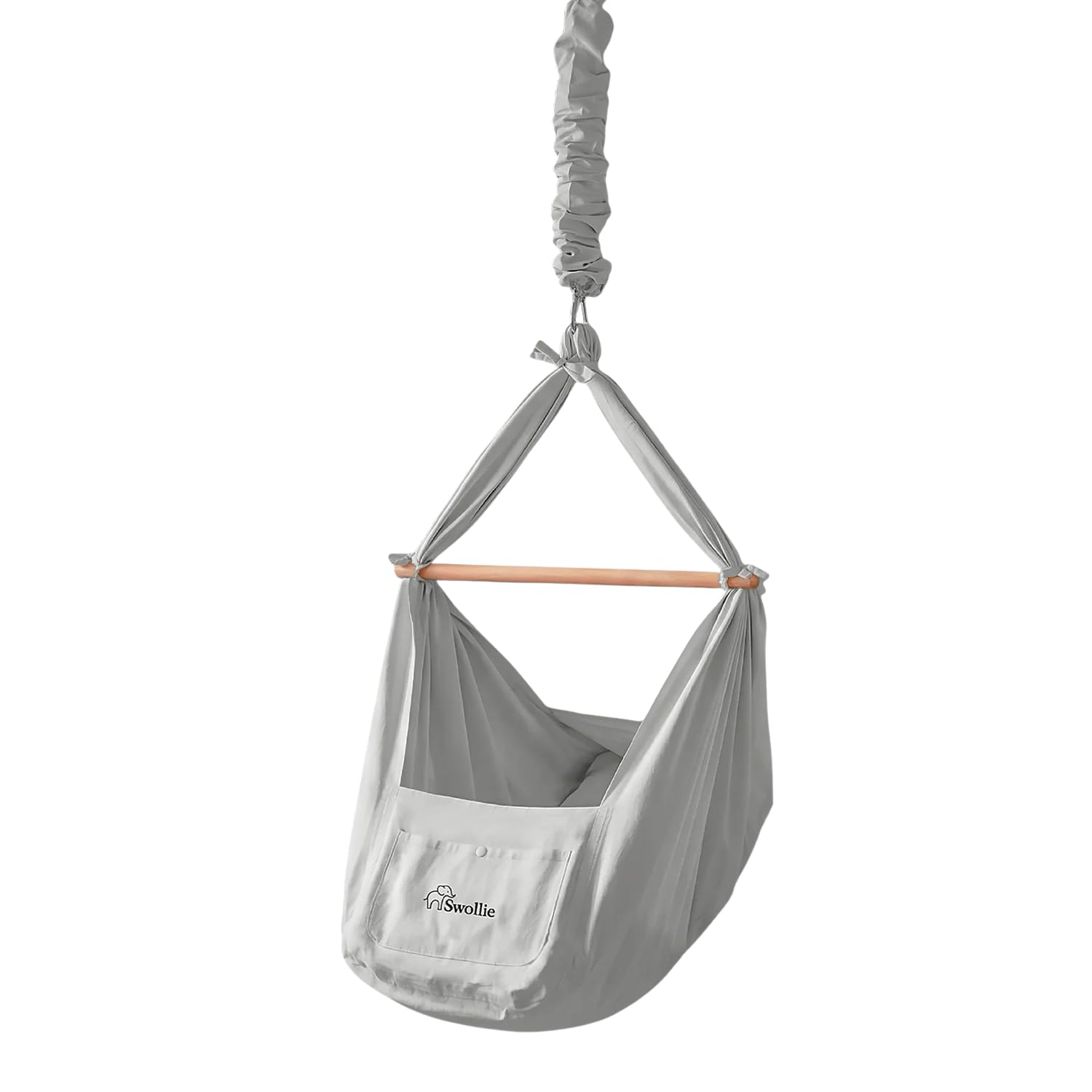Premium Federwiege Grau - Bio-Baumwolle - für Babys ab Geburt bis 15 Kg - Schafwollmatratze -geborgener Babyschlaf - ergonomische Liegefläche