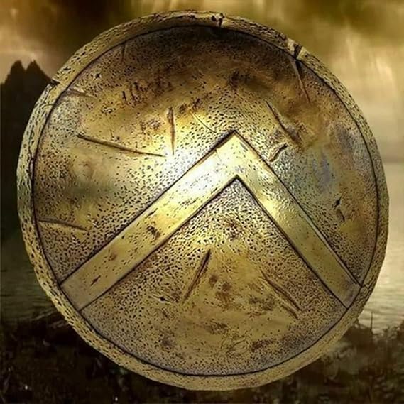 Spartańska tarcza, średniowieczna replika bitwy 61 cm, wykończenie z antycznego brązu, rekwizyt pancerza cosplay z symbolem lambdy, Spartan Leonidas 300 King Battle Movie