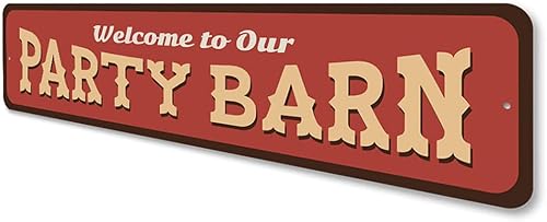 Miniatura 4 de Letrero de aluminio con texto en inglés "Welcome to Our Party Barn", Old Western, Country Life, decoración de casa de campo, letrero de aluminio