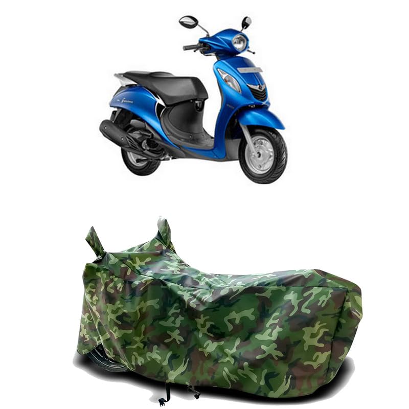 Image of DUFFEL-100% Heat Protection Two Wheeler Bike /Scooty Body Cover for Yamaha Fascino BS6 Water Resistance /UV-Rays /Birds Dropping /Scratchproof /Dust Proof /Waterproof[Green Jungle Print]
