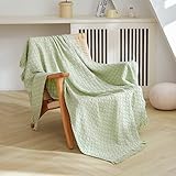 Simple&Opulence 100% Cotton Throw Blanket for Couch, Bed, Waffle Weave Knit Blanket with Tassels, So