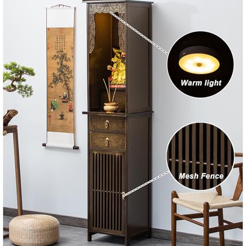 Autel Bouddhiste Chinois avec étagère de rangement pour exposition offrandes - 7