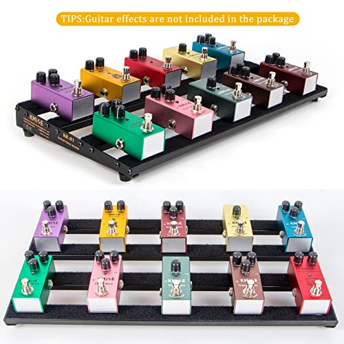 Guitar Pedal Board, Aluminium Alloy 2.2Lb Light Pedal Board 19.0×9.6×1.7 Inch Black Pedalboard With Hook & Loop Tapes Big Enough For 8-12 Pedals And Durable #TOP4