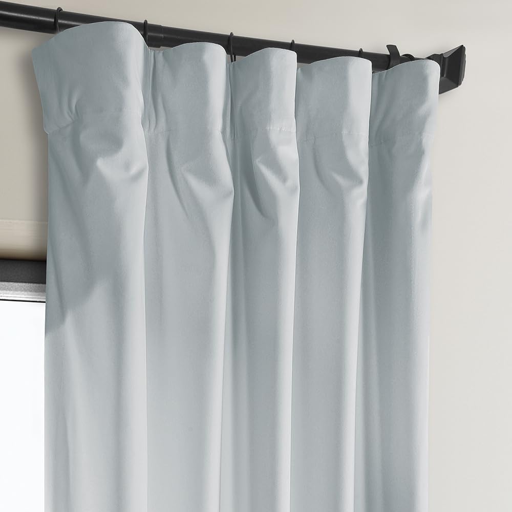 HPD Half Price Drapes Heritage Peluş Kadife Perde, Yatak Odası ve Oturma Odası için Karartma Perdesi, 50x96 cm, Aquarius Mavisi (1 Panel)