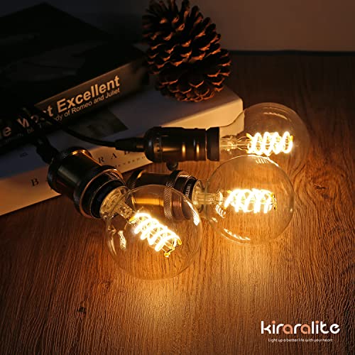 G25 Led Globe Light Bulbs，Antique Flexible Spiral Led Filament Light Bulb，Vintage Led Edison Bulb,4 Pack, Soft White 2700K,6W Equivalent To 60W， 600Lm， Dimmable With 80+ Cri，E26 Base,Clear Glass #TOP2