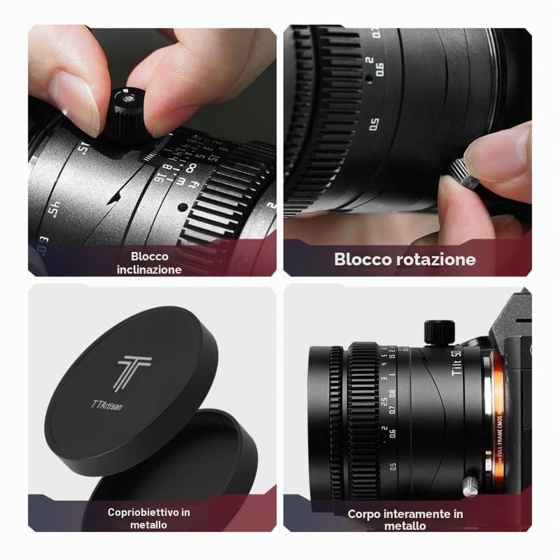 TTArtisan Obiettivo Tilt 50 mm F1.4 Full Format Messa a fuoco manuale per fotocamera mirrorless per fotocamere Fuji X Mount X-A1 X-M1 X-T100 X-T30 X-PR01 X-E1 X-E4 XS10 e altri.
