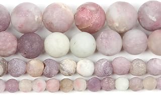 Perlas de piedra natural para la fabricación de joyas Lapislazuli Amatista Folletos Accesorios de pulsera redonda Hecho a mano 4-12mm-Lila púrpura helada_6mm alrededor de 63pcs
