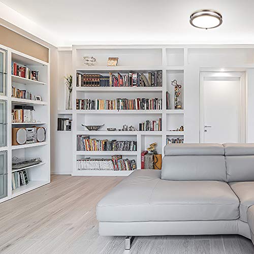 10 Inch Flush Mount Led Ceiling Light Fixture, 17W [120W Equiv] 1100Lm, 2700K/3000K/3500K/4000K/5000K Adjustable Ceiling Lights, Brushed Nickel Saturn Dimmable Lighting For Hallway Bathroom - 2 Pack #TOP1