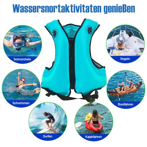 Aufblasbare Schwimmweste, Unisex-Erwachsene Tragbar Auftriebshilfe Weste schwimmhilfe für den Wassersport, Schnorchelnd, Schwimmen, Surfen, Bootfahren