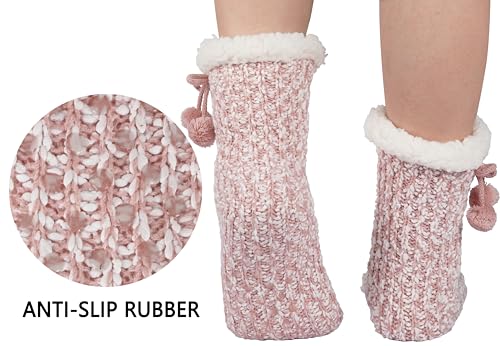 Image of BenSorts Women Thick Christmas Slipper Socks Non Slip Grippers Size 6-10