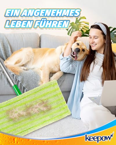KEEPOW 6 Stück Bodentücher Nass für Swiffer Feuchte Bodentücher Nass Trockenmopps, Mikrofaser Wet Bodentücher Trocken Tücher Wiederverwendbar Waschbar