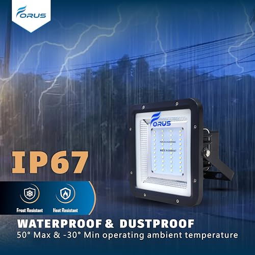 Image of Forus 30W LED Flood Light 4 Years Warranty, IP67 Waterproof Outdoor LED Flood Lights, High Mast Focus, Halogen Flood Light for Factory, Garage, Parking, Garden, Shop, Warehouse, Tent, White 1PC