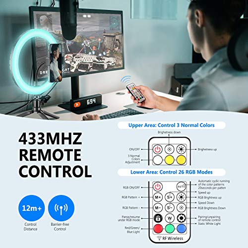 NEEWER 10-Zoll LED RGB Selfie-Ringlicht mit Stativständer und Schwanenhals-Telefonhalter 3 Lichtmodi und 9 dimmbar mit… – Bild 5