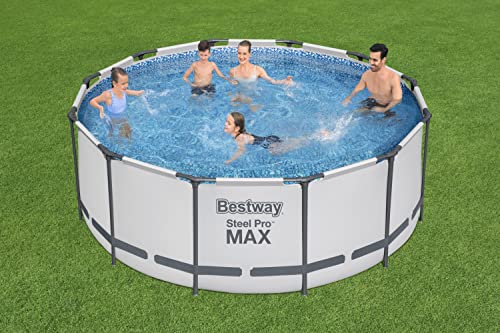 Bestway Steel Pro MAX Frame Pool Komplett-Set mit Filterpumpe Ø 366 x 122 cm, lichtgrau, rund, Grau – Bild 3