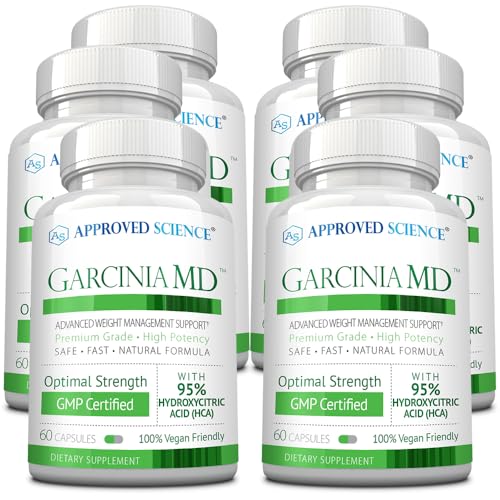 Approved Science Garcinia MD - 95% HCA - 1600mg Garcinia Cambogia Extract - 60 Vegan Capsules - Pack of 6