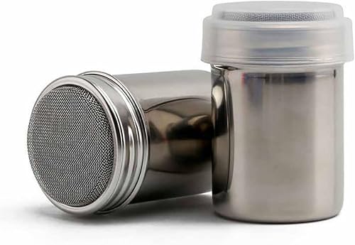 Miniatura 5 de Coctelera de acero inoxidable en polvo y azúcar, sal y pimienta, condimentos y especias con tamiz de tapa para canela, cacao y palomitas de maíz