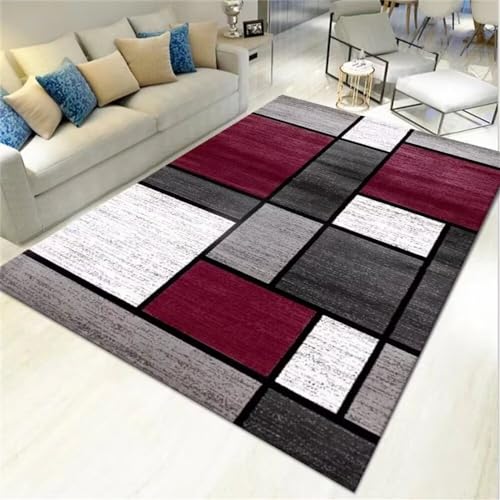 Tapis de salon géométrique moderne 80x150cm en vinyle fin