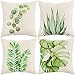 ARNTY Fundas Cojines 45x45 cm, Fundas de Cojines Modernas Juego de 4 Funda de Almohada Elegantes Decorativa para Sofá Coche Cama Sillas (Hoja Verde-Lino Algodón)