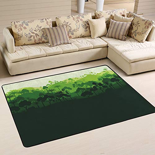 Tapis vert salon Ruchen robuste contre l'usure forêt abstrait durable