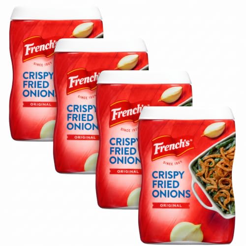 French's Crispy Fried Onions, Original, Made with Real Onions, No Artificial Flavors, Sprinkle on Salads, Potatoes, Chicken, Burgers, Green Bean Casserole, 2.8 oz (Pack of 4)