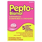 Pepto Bismol Chewables, Upset Stomach Relief, Diarrhea Relief, Heartburn, Nausea, Indigestion, Upset Stomach, Original Flavour, 48 Count