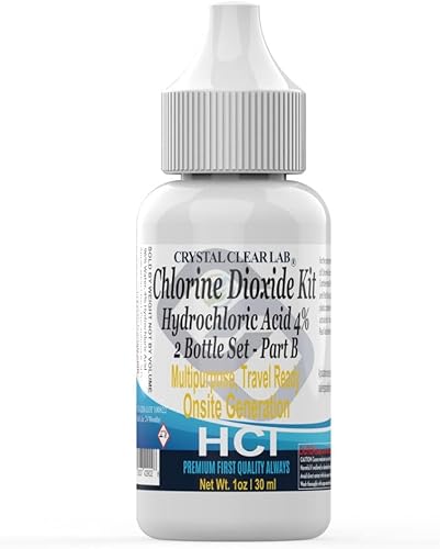 Miniatura 5 de Clorito de sodio de dióxido de cloro cristalino Parte A y ácido clorhídrico Parte B, 1 onza líquida cada una
