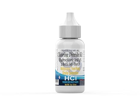 Crystal Clear Lab Chlorine Dioxide - Pure CDS Set with Single-Drop Bottles HCl Large 2 fl oz