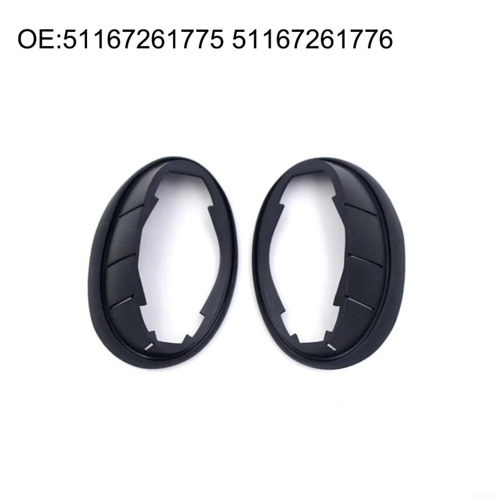 Set di guarnizioni in gomma per specchietto retrovisore esterno per Mini Cooper Clubman R55 R56 R57 R58 R59 2007-2015 Sostituisce 51167261775 51162755639 Nero 2 pezzi su misura resistente all'usura