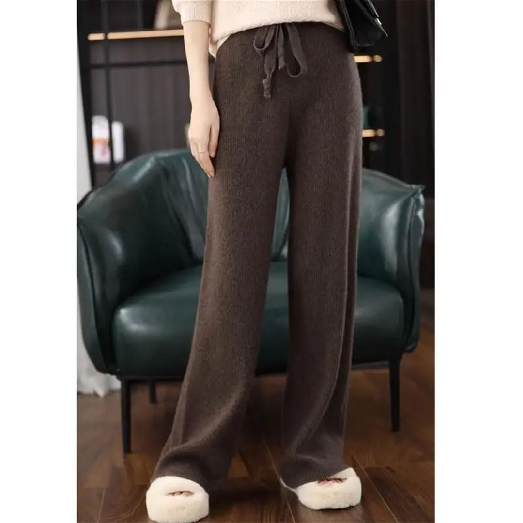Pantaloni larghi da donna, a vita alta, in lana, a gamba larga, per ciclomotore a gamba dritta