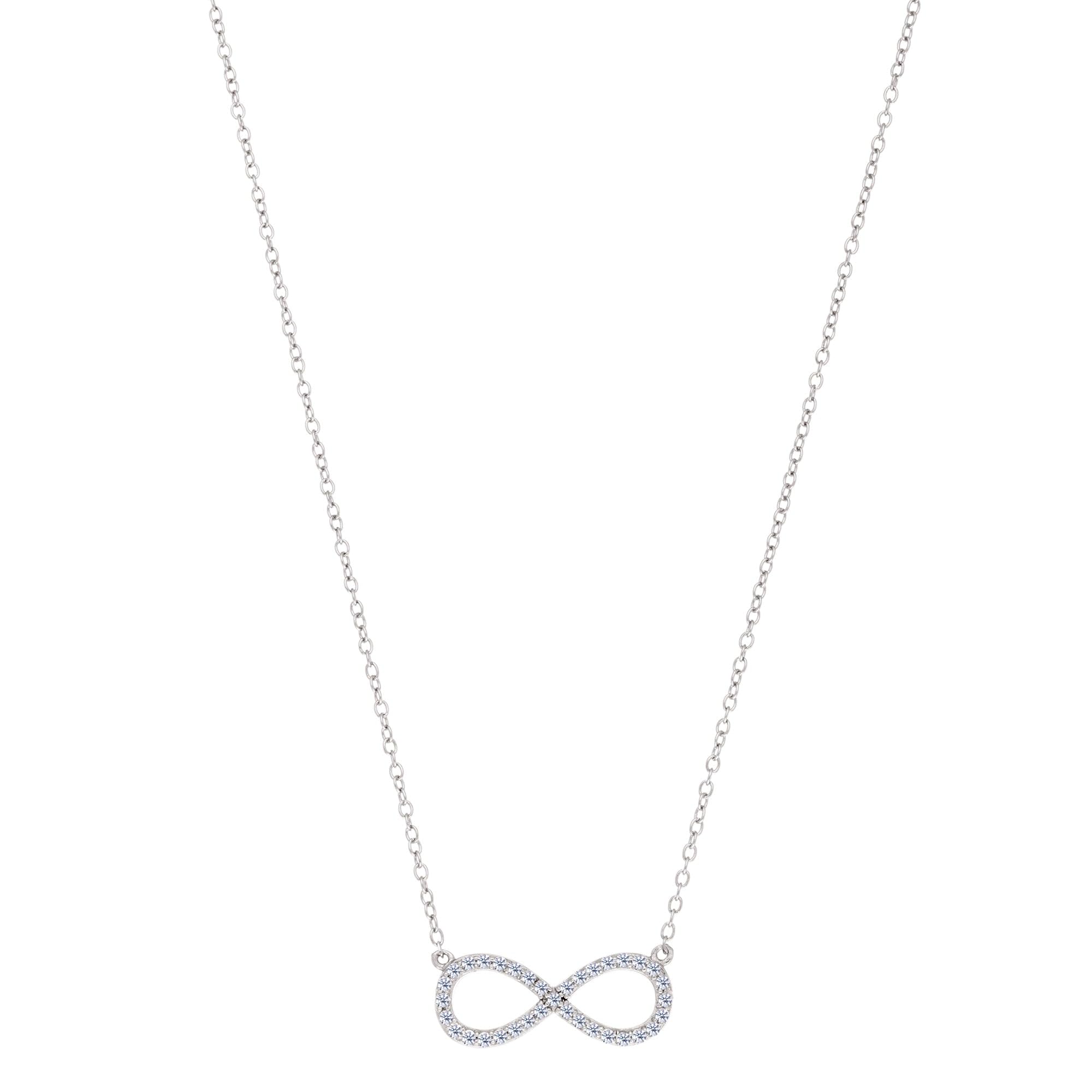 infinity Sign Link e CZ collana in argento Sterling, 45,7 cm