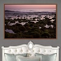Framed Canvas Wall Art Coastal Scenery Aerial Coastal Cool Multicolor Ocean Photography Realism Relax/Calm - 16x24 inches