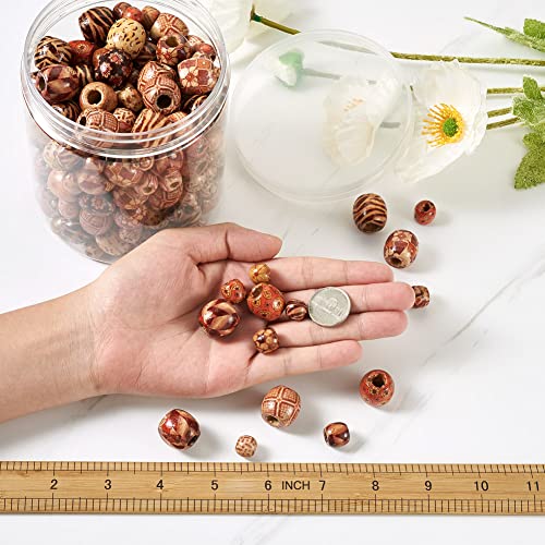 Craftdady 300Pcs Wooden Large Hole Round Bead Natural Painted Braid Bead Rondelle European Wood Spacers Bulk for Macrame Garland Bracelet Making - Image 4