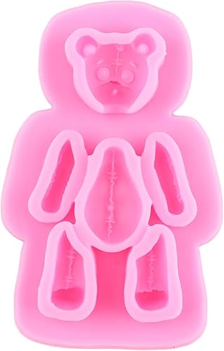 Miniatura 7 de MIYAHOUSE Molde de fondo de silicona de oso 3D con perlas de fondant 3D, moldes de chocolate semesférico para decoración de pasteles de oso de