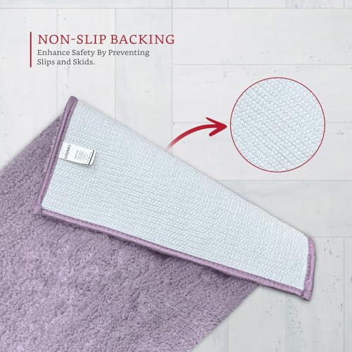 Image of Amazon Brand - Solimo Premium Anti-Slip Microfibre Bathmat | 50cm x 120cm | Dusty Lilac | 2000 GSM | Super Absorbent | Anti-Skid | Quick Dry | Machine Washable