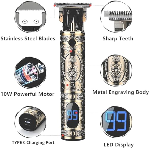 Image of LA' FORTE Heavy Duty Rechargeable Hair Trimmer Clipper for Unisex (Golden With Display)