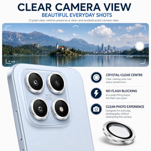 Image of ArmourPro Camera Lens Protector for Xiaomi 17 Tough HD Individual Aluminum Alloy Rings 9H Camera Cover, Scratch-Resistant,Camera Lens Protection| Silver, 1 Pack