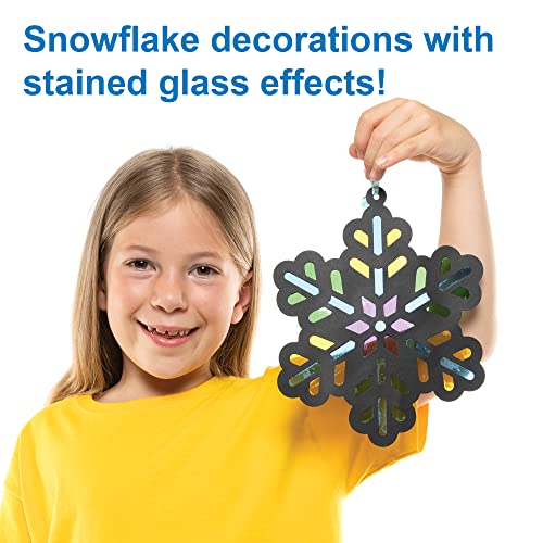 Baker Ross FE893 Schneeflocke Buntglas für Kinder - 6 Stück, Weihnachtsparty und Kindergeburtstag Basteln, Buntes Bastelset, Weihnachten Bastel Ideen