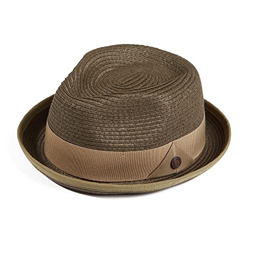 DASMARCA Summer Paper Straw Skimpy Brim Short Brim Trilby Hat for Men & Women (US, Alpha, Medium, Olive)