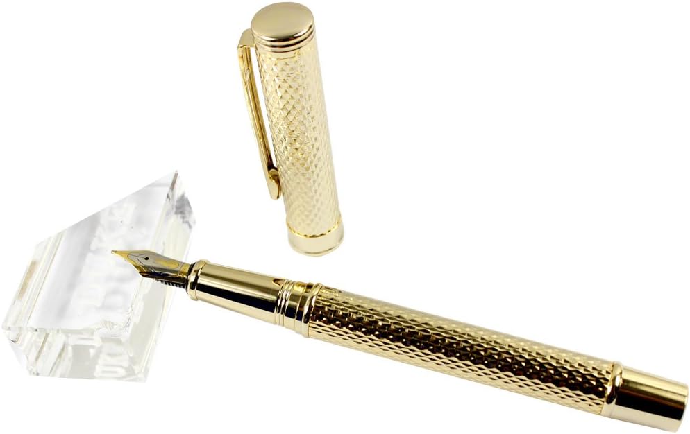 Crocodile Gold Gliter Clip Carved Silver Fountain Pen