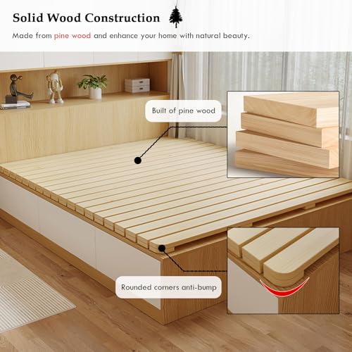 Lattenrost, tragbares Klappbett, Lattenrost in den Größen Full/King/Queen/Twin, Faltbare Matratze und hölzernes Bunkie-Brett für Fußböden, Bettbretter für unter die Matratze mit Anti-Rutsch- – Bild 5