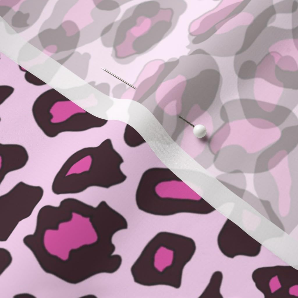 Spoonflower Fabric - Pink Leopard Print Pattern Spots Cheetah Animal Printed on Chiffon Fabric by The Yard - Sewing Fashion Apparel Dresses Home Decor