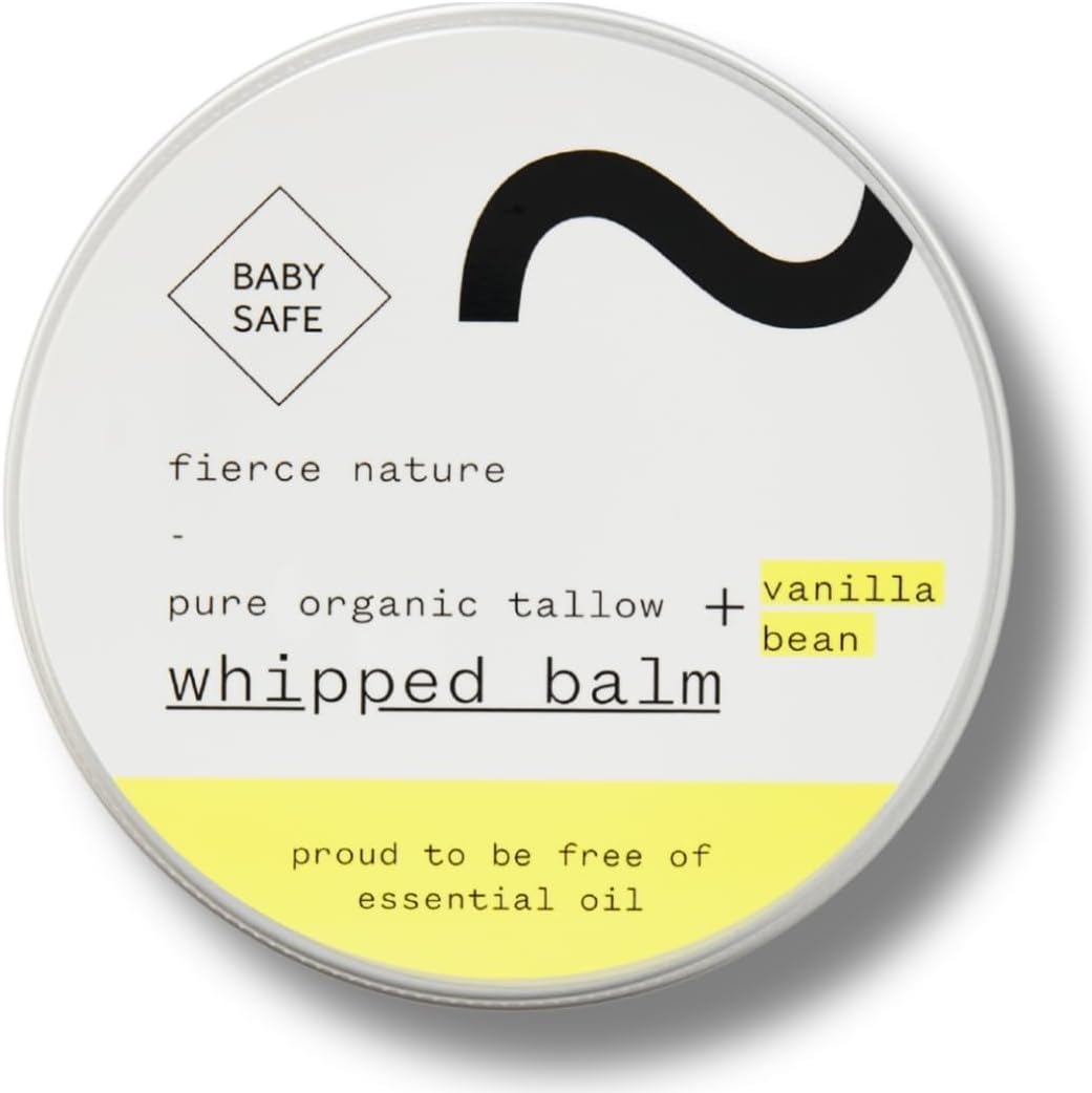 Fierce Nature Organic Tallow Whipped Body Balm – Rich in Natural Vitamins A, D, E & K – Vanilla Bean Infused, Essential Oil Free – Daily Moisturizer for Face, Lips & Body – 120g