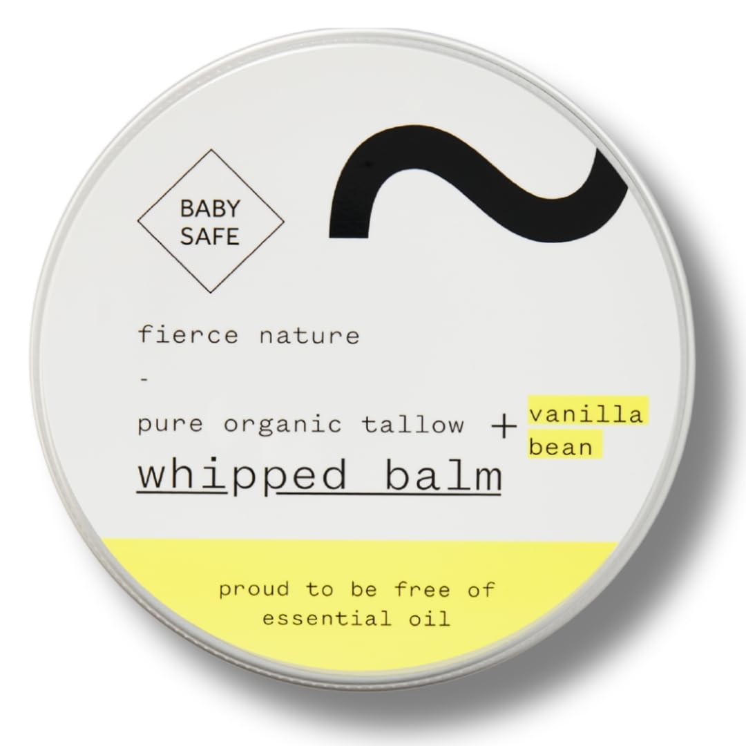 fierce nature Pure Organic Tallow Whipped Body Balm with Vanilla Bean for Daily Face and Body Cream - 120g