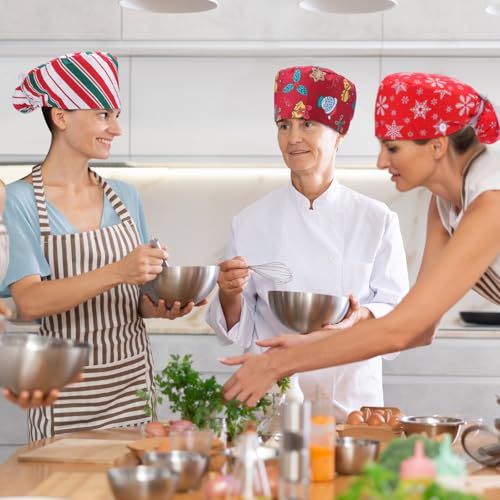 Image of 6 Pcs Scrub Cap Women Adjustable Nurse Cap with Button Bouffant Medical Surgical Hat Sweatband for Gift