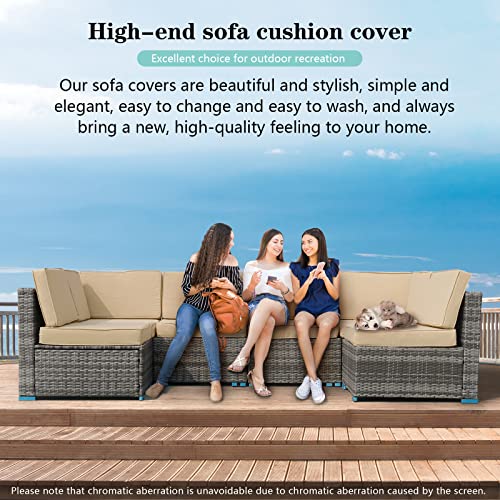 Fkslife Patio Cushion Covers Replacement,Outdoor Patio Cushion Covers Replacement Waterproof (Beige, 23.6×23.6×3.35 Inches) #TOP5