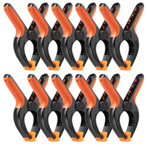 10Pcs 6 inch Heavy Duty Spring Clamps High Clamping Force Woodworking Clamps Backdrop Clips for Boat Chairs Fishing..(Orange Black-10-Style 1-6 inches)