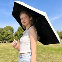 Mini-Reise Faltender Regenschirm mit Dreh-Öffnungsring und Karabiner-Griff. Kompakt und Tragbar,6 Rippen,Teflon-Beschichtung,UPF 50+,UV-Schutz,Regen/Sonne,Geeignet für Damen/Kinder,Rucksack/Auto – Ansicht 7