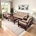 Hariom Handicraft Solid Sheesham Wood 5 Seater Sofa Set | Living Room Wooden Sofa Set 3+1+1With Cushions - Natural Brown Finish