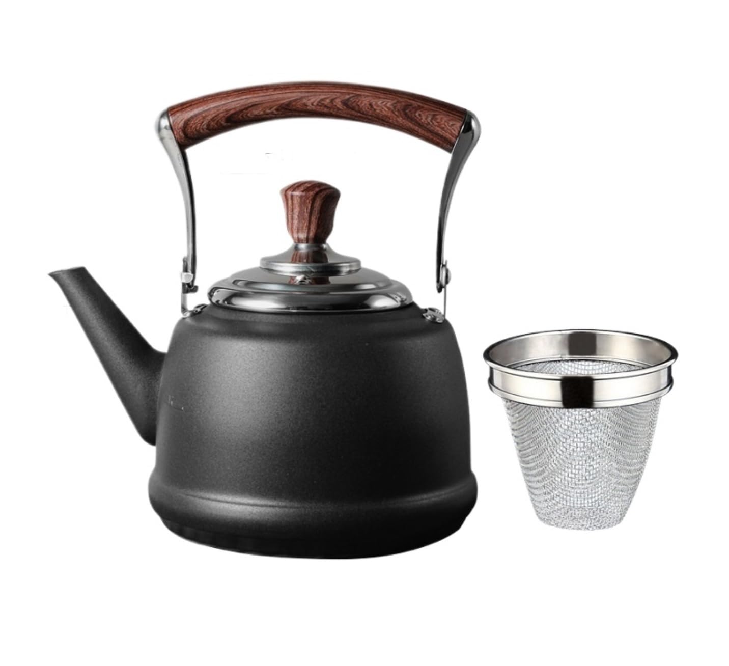 Tetera Tipo Cocinas Tetera De Acero Inoxidable 1,5 L Con Infusor For Cocina Inducción A Gas Calentar Agua Té(Black)