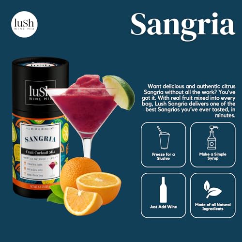 Lush Wine Mix Organic Cocktail Mixers, Drink Mix for 33 Servings of Frozen Wine Slushies, Margaritas, Simple Syrup Cocktails - Sangria - 3 Pack - Thumbnail 2